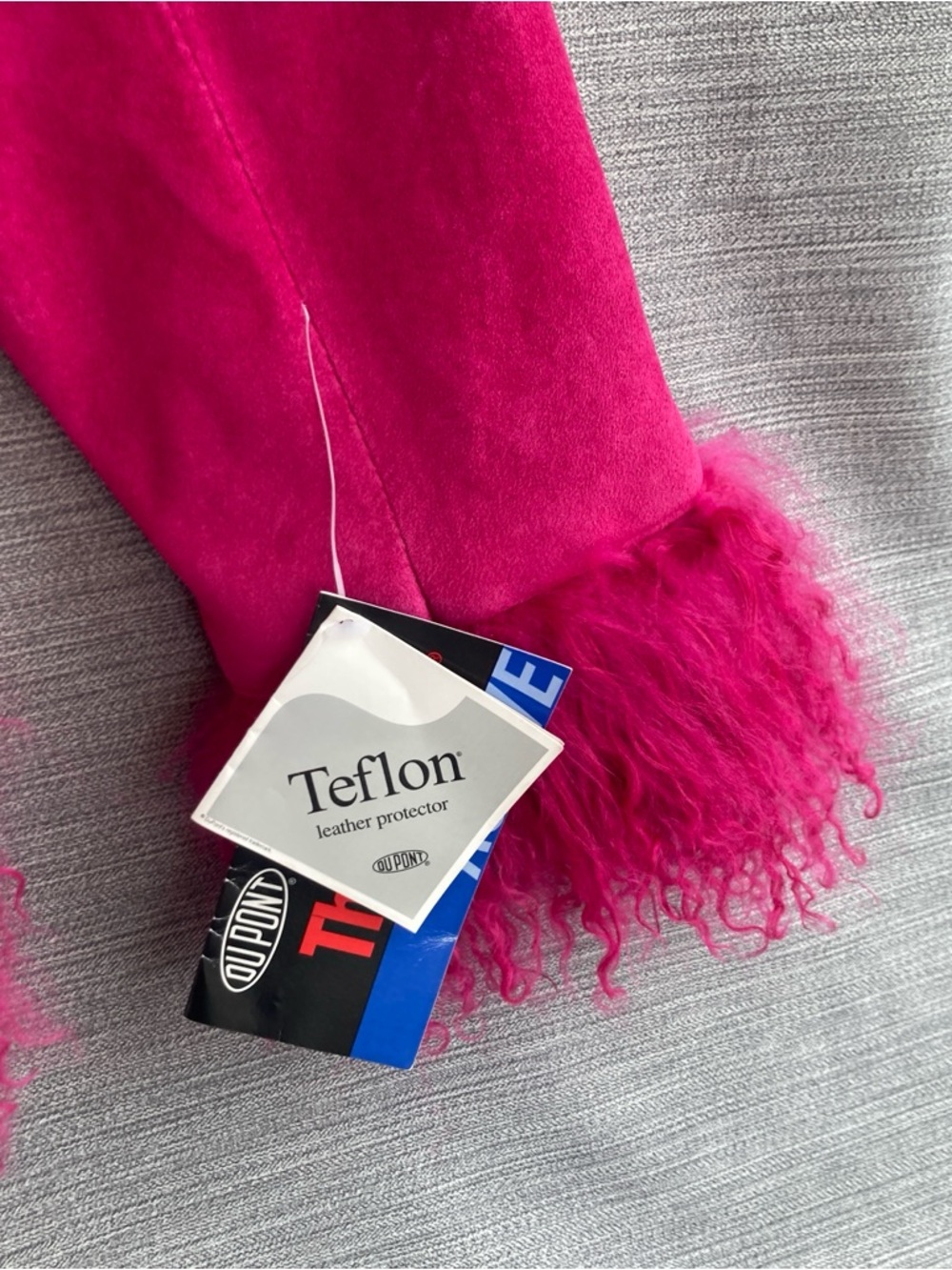 Danier Hot Pink Mongolian Fur Trim Suede Jacket XS-S - Picture 5 of 7